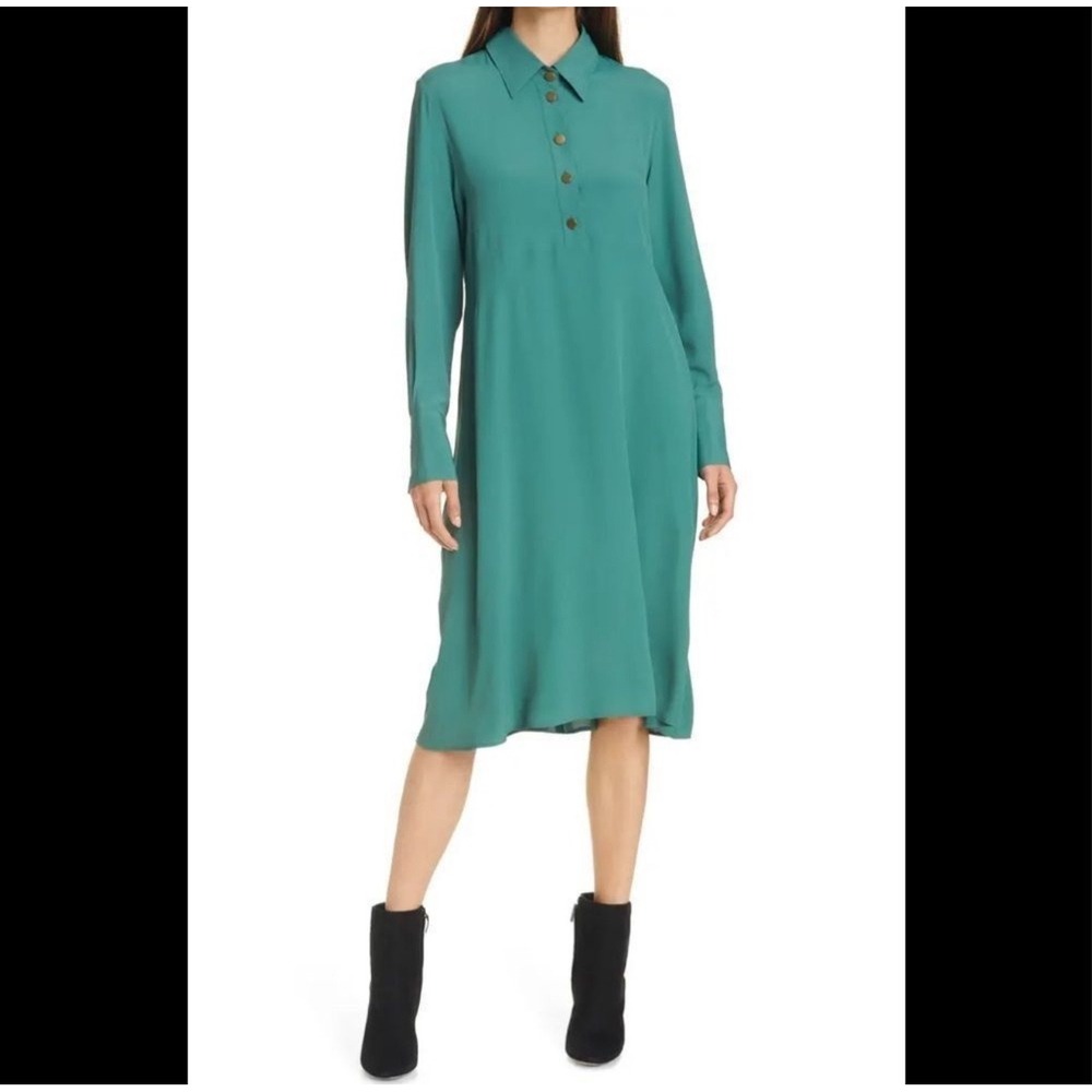 Seventy Venezia Women's Long Sleeve‎ Shirt Dress Long Avocado Green IT50 US14